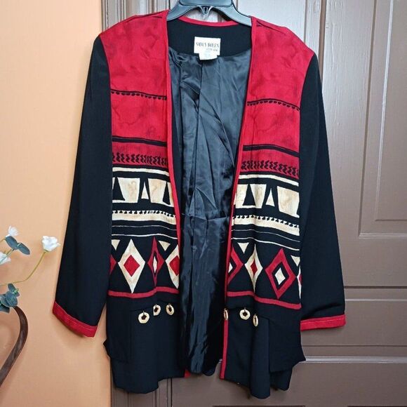 Vintage Nancy Bolen For City Girl Women's size 12 Aztec Motif Cardigan - Picture 1 of 11